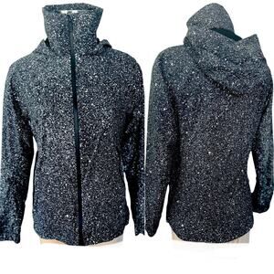 NWOT Lululemon Here To Move Jacket Luminesce Splatter White Black HOOD Size 6